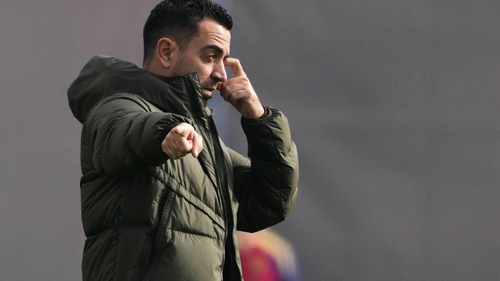 Xavi Hernández, durante el último entrenamiento del FC Barcelona