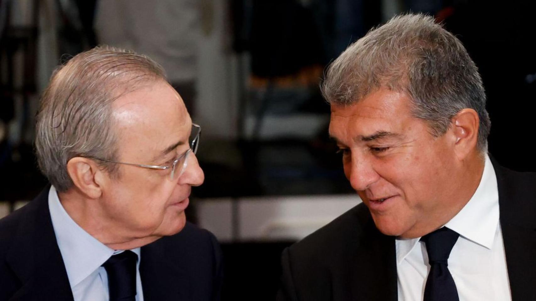 Joan Laporta y Florentino Pérez, durante una reunión de la Superliga