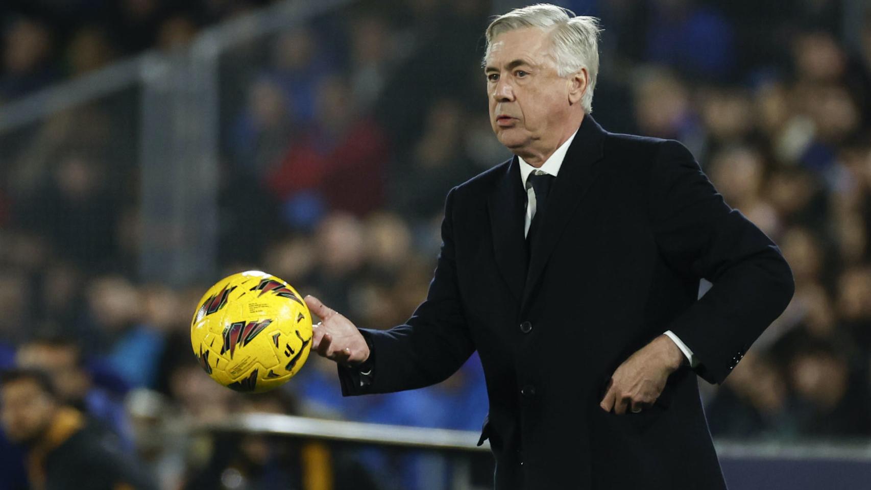 Carlo Ancelotti, durante el Getafe-Real Madrid