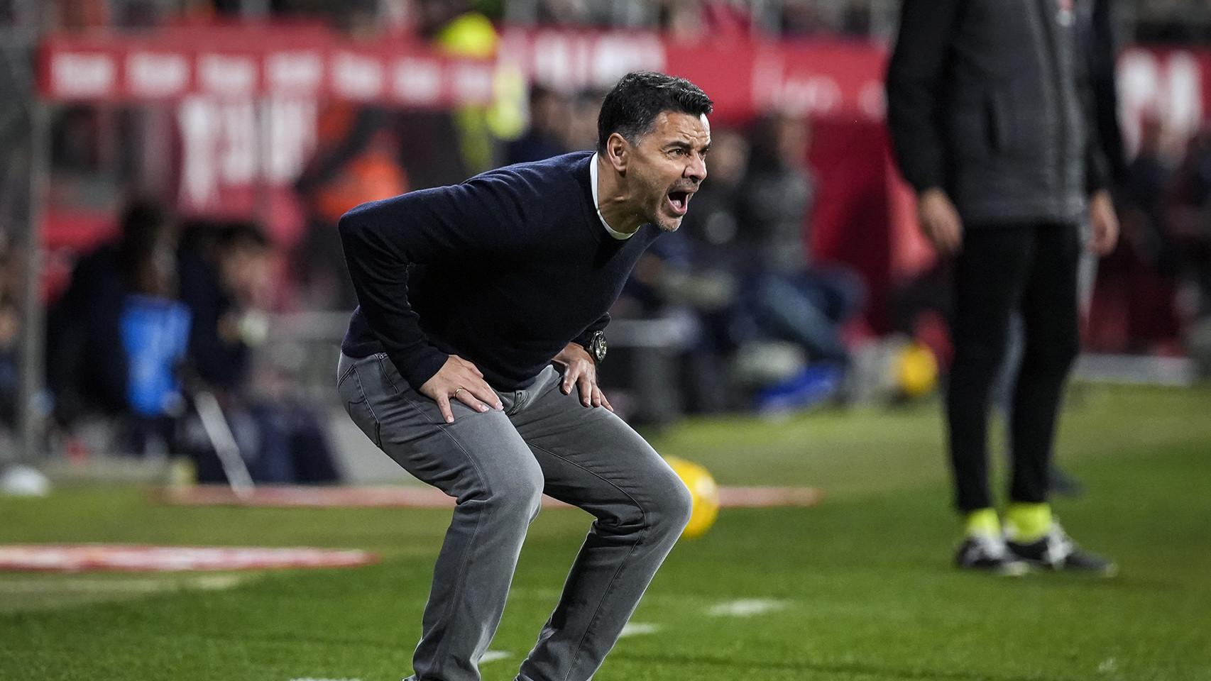 El enojo de Michel durante el empate del Girona contra la Real Sociedad