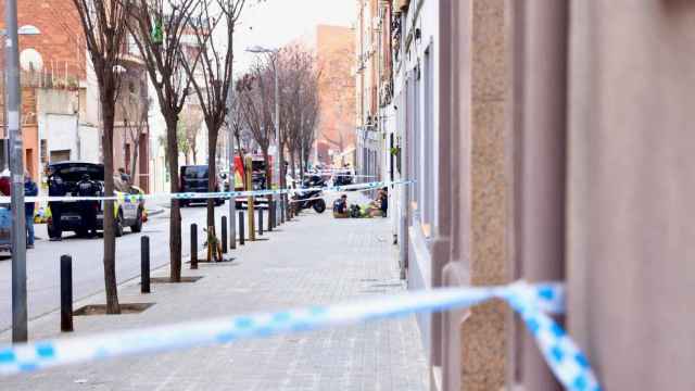 Zona acordonada por el derribo en Badalona, el pasado 6 de febrero