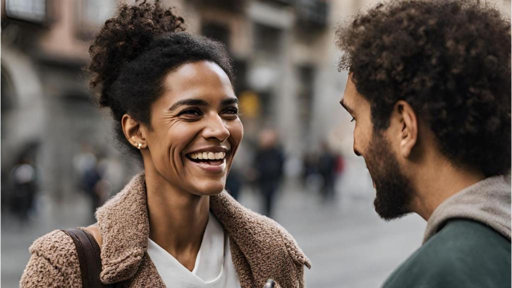 Arte visual de dos personas hablando