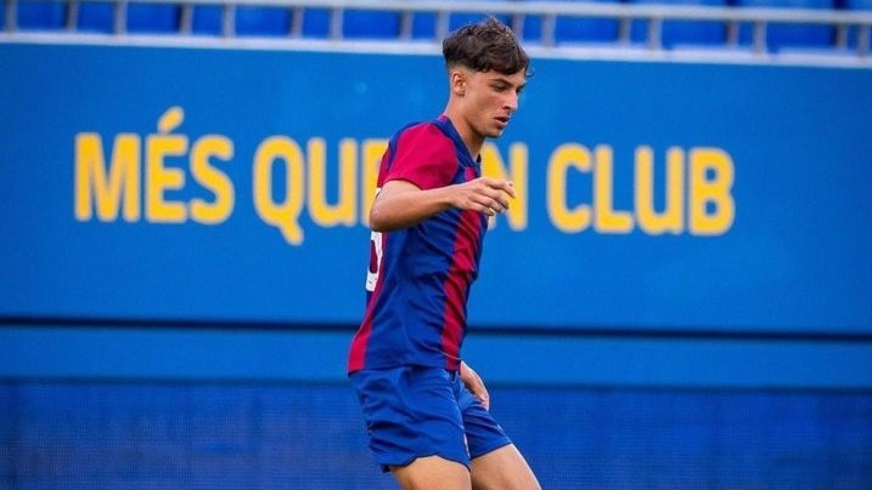 Guille Fernández, en un partido con el juvenil del Barça