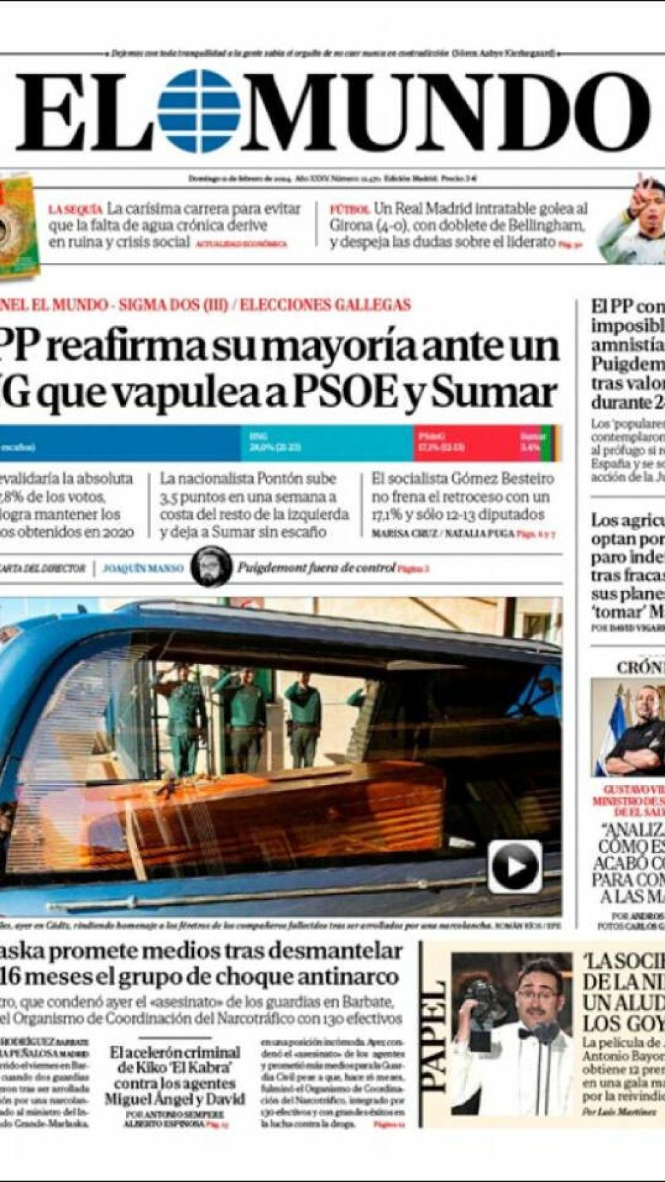 Portada de 'El Mundo' del 11 de febrero de 2024