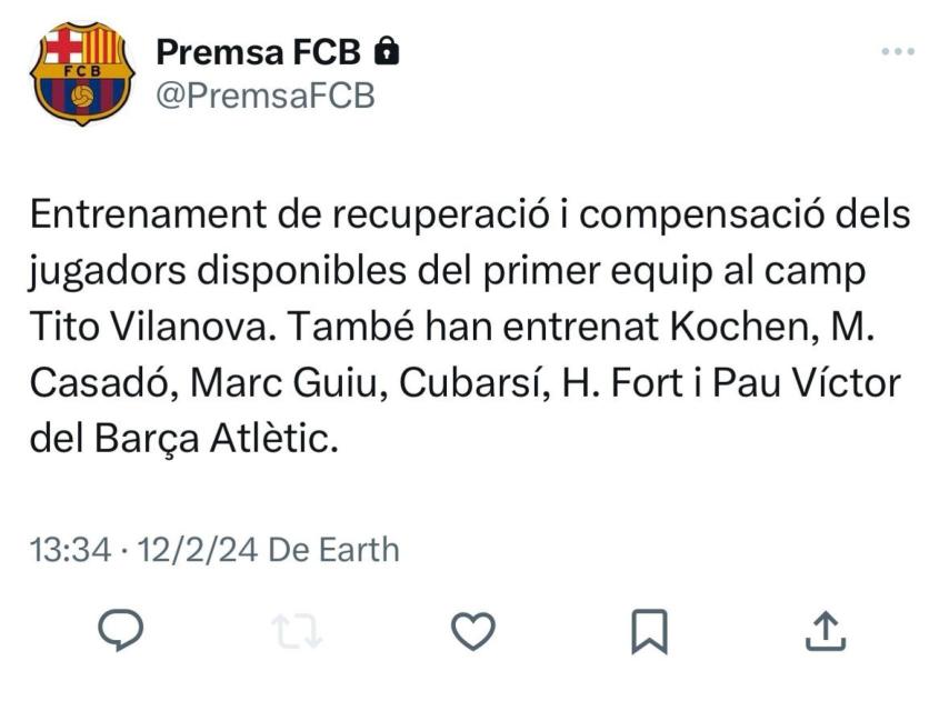 Entrenamiento del Barça tras el pinchazo contra el Granada