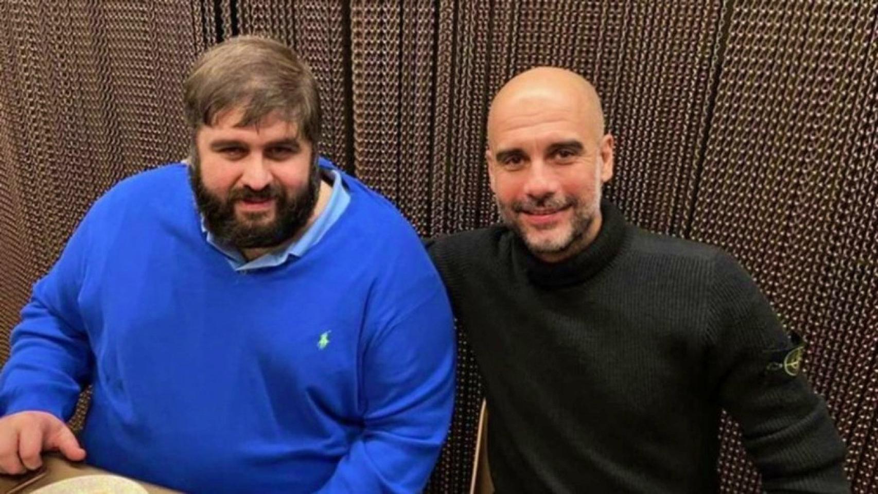 Edmundo Kabchi, agente de Ronald Araujo, en una cena con Pep Guardiola