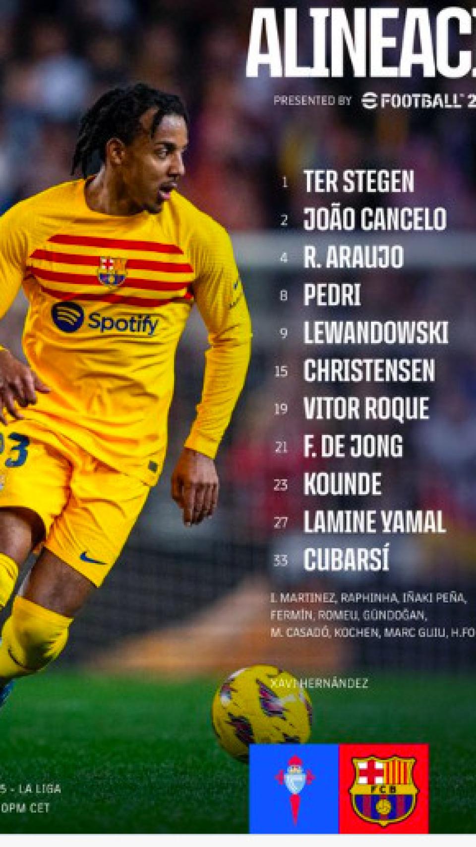 Alineación del Barça en Vigo