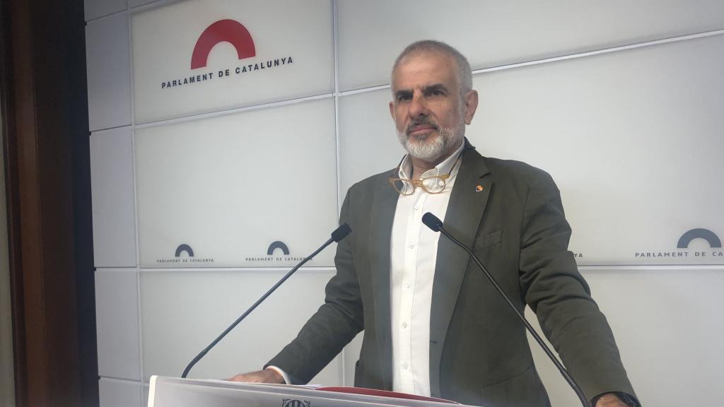 El presidente de Ciutadans en el Parlament, Carlos Carrizosa, en una rueda de prensa