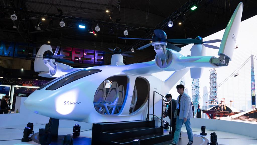 Estand de SK Telecom en el Mobile World Congress de 2023