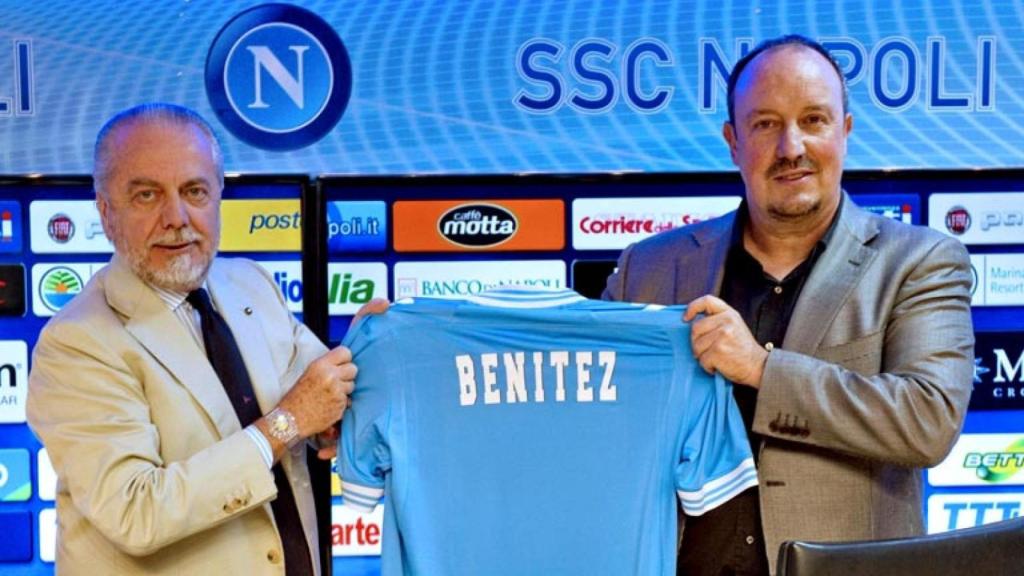Aurelio De Laurentiis y Rafa Benítez, en la presentación del técnico español con el Nápoles