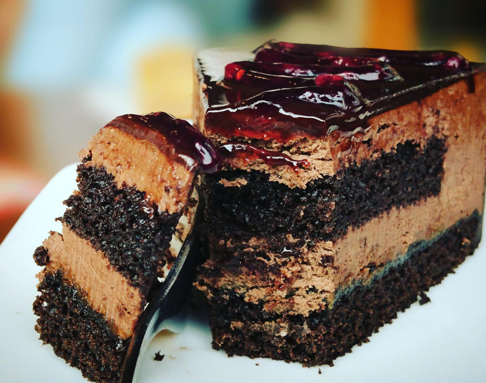 Pastel de chocolate y frambuesa