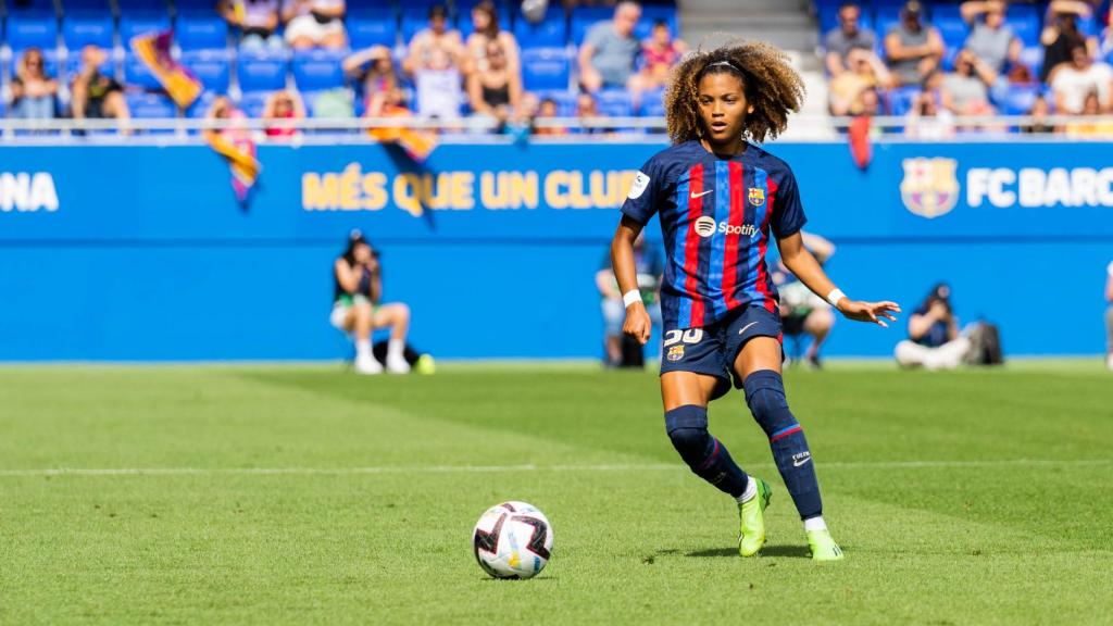 Vicky López, en su debut en el Barça con 16 años
