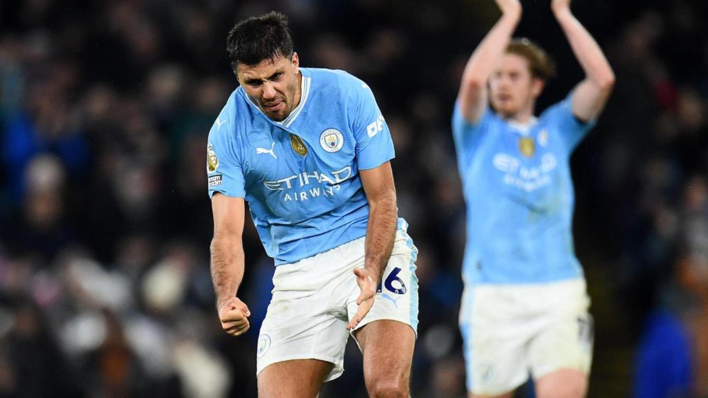 Rodri Hernández celebra el gol del empate en el Manchester City-Chelsea