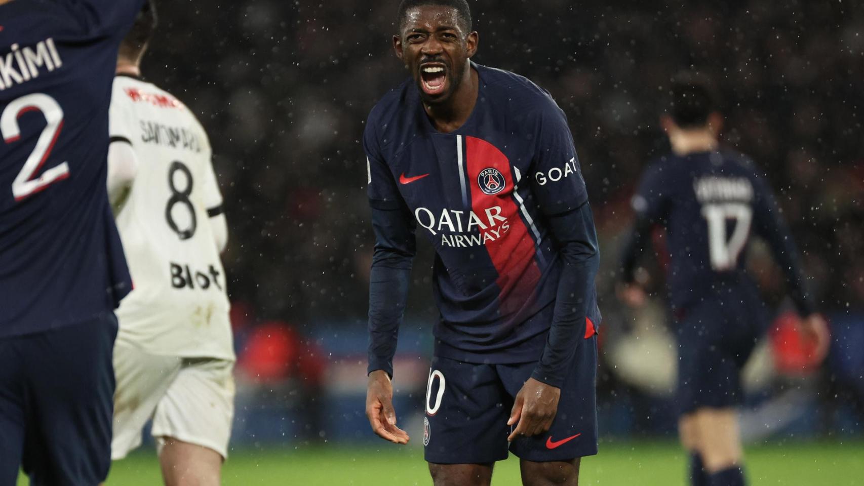 Ousmane Dembelé, enfadado durante el PSG-Rennes