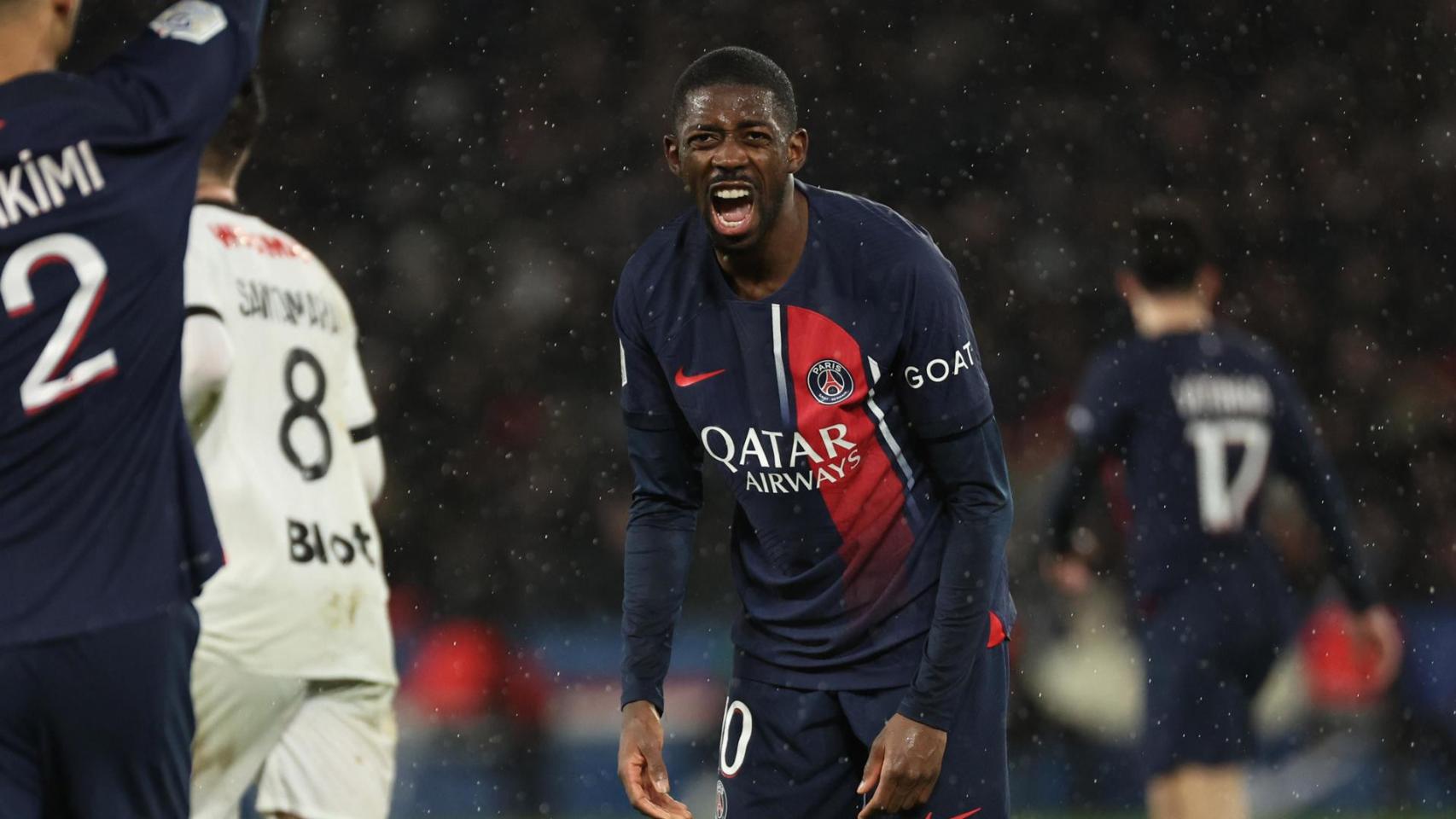 Ousmane Dembelé, enfadado durante el PSG-Rennes