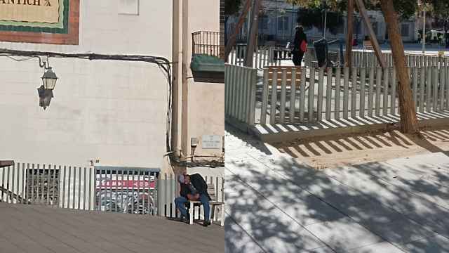 La plaza de Folch y Torres de Barcelona, con niños y toxicómanos