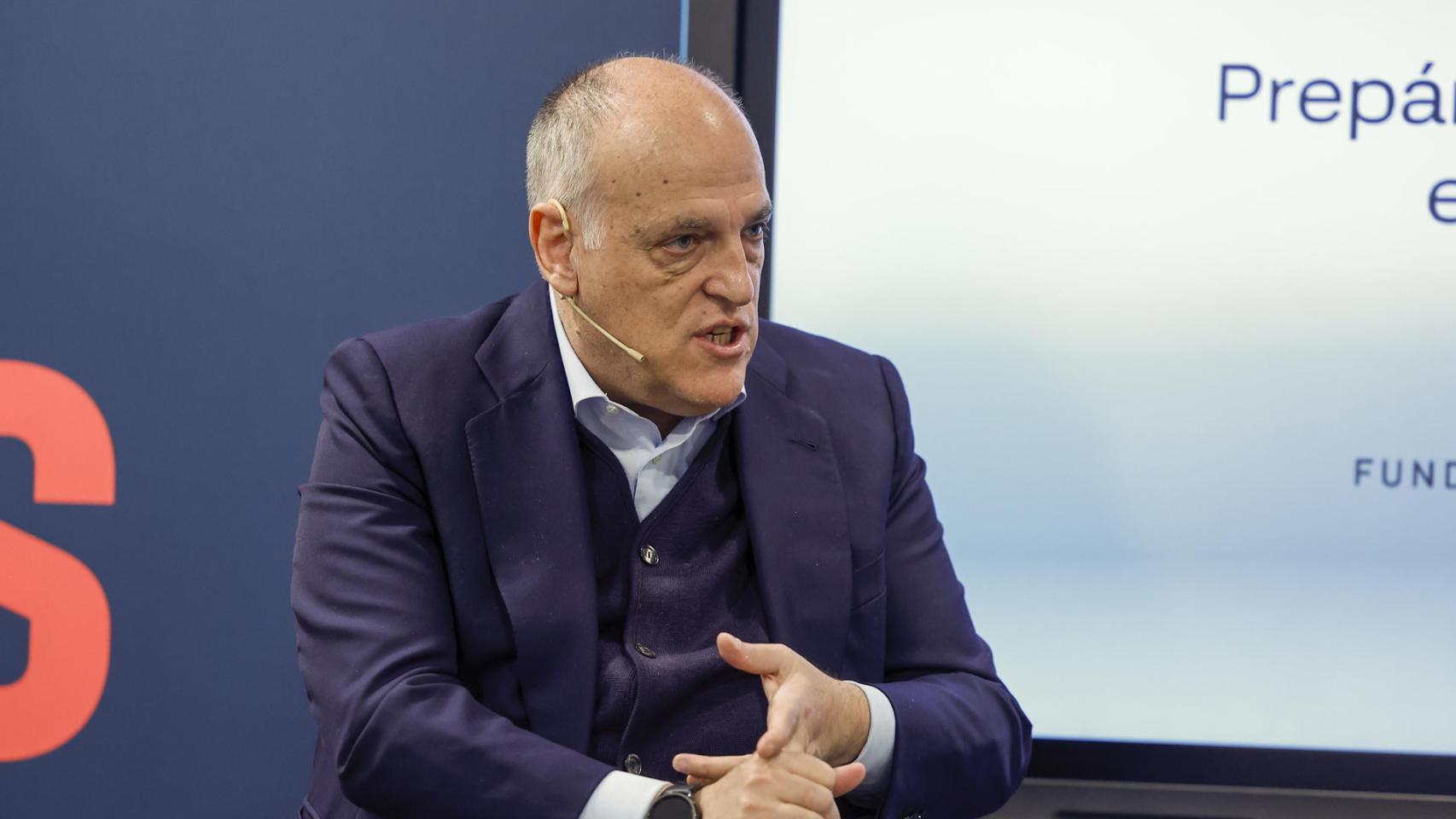 Javier Tebas, en la presentación del proyecto 'Preparados' de la Liga
