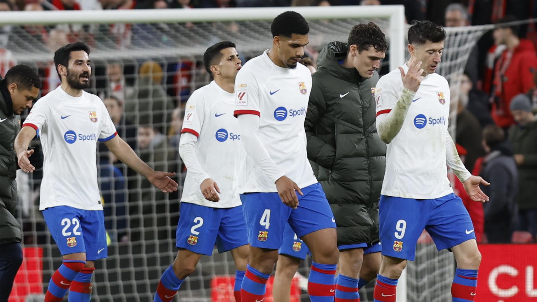 La frustración de los futbolistas del Barça tras empatar contra el Athletic Club