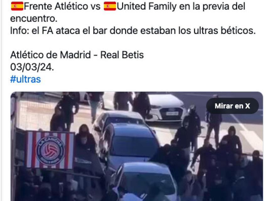 Tuit sobre los incidentes del Metropolitano