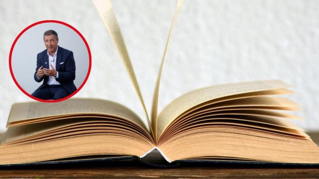 Fotomontaje de un libro y el chef Joan Roca