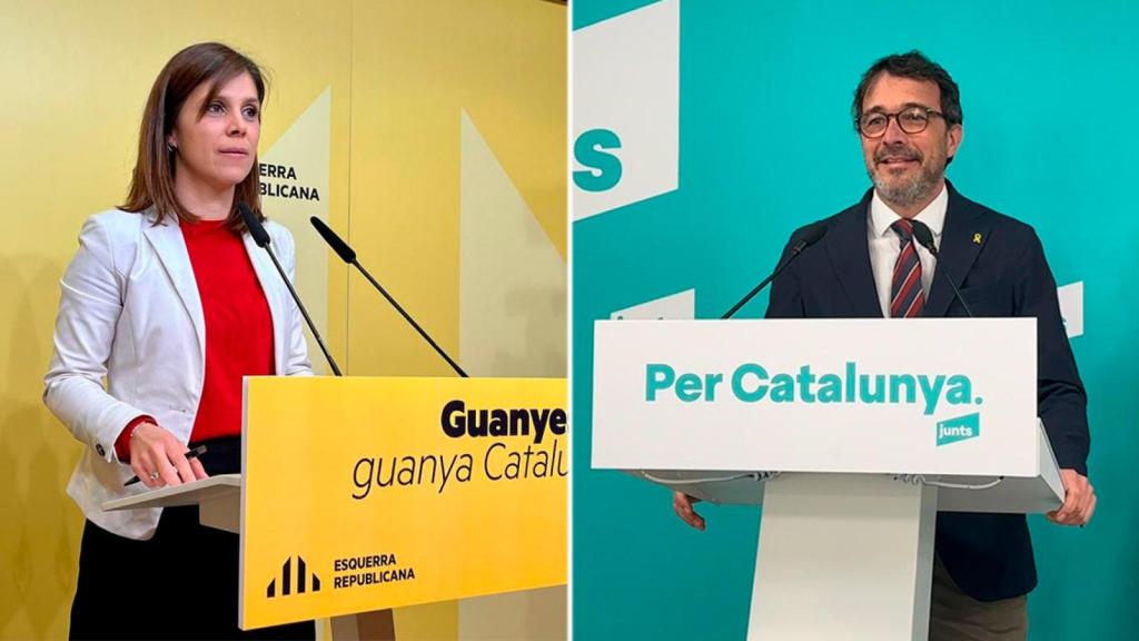 Los portavoces de ERC y Junts en el Parlament, Marta Vilalta y Josep Rius