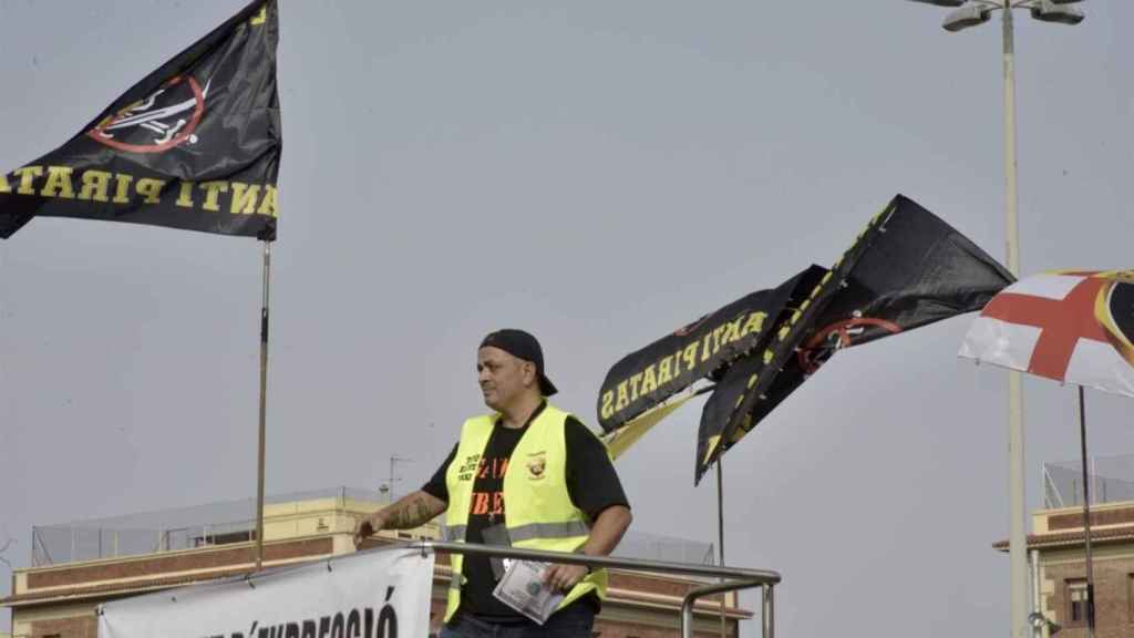 Tito Álvarez durante una manifestación del taxi