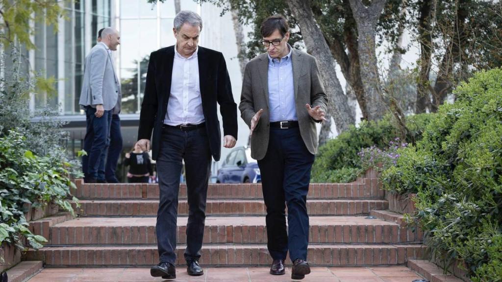 El líder del PSC, Salvador Illa, y el expresidente del gobierno, José Luis Rodríguez Zapatero