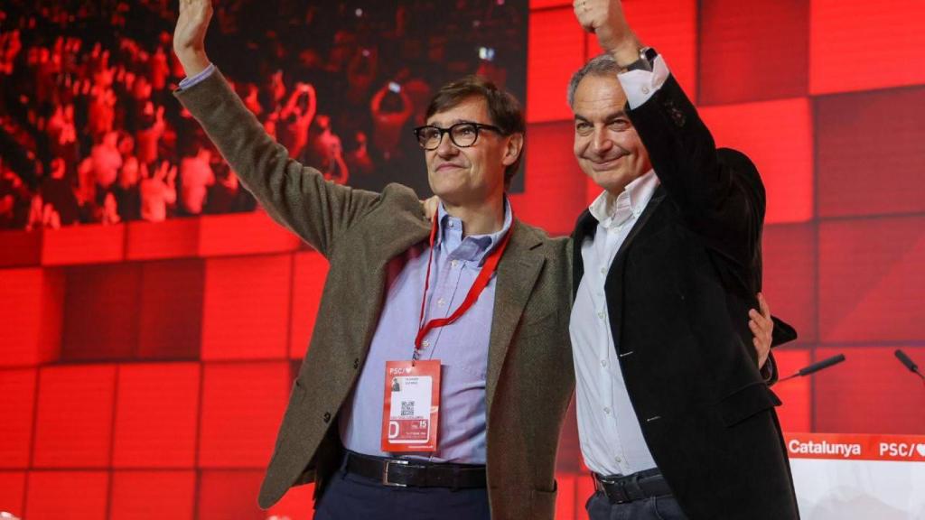 El líder del PSC, Salvador Illa, y el expresidente del gobierno, José Luis Rodríguez Zapatero