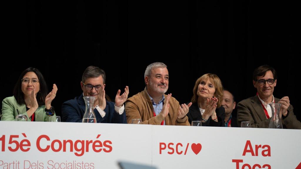 Parte de la cúpula del PSC, durante el XV Congreso del PSC