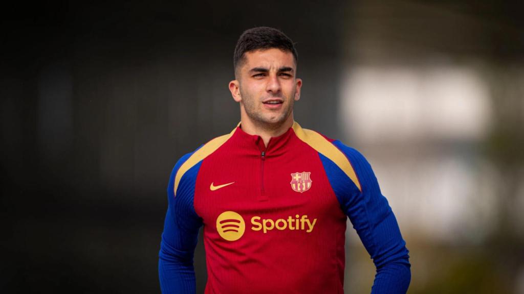Ferran Torres, en un entrenamiento del Barça durante el parón de selecciones de marzo