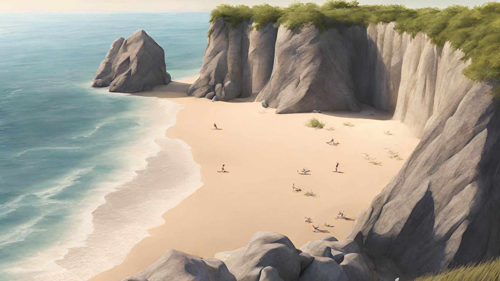 Imagen generada por IA de una playa