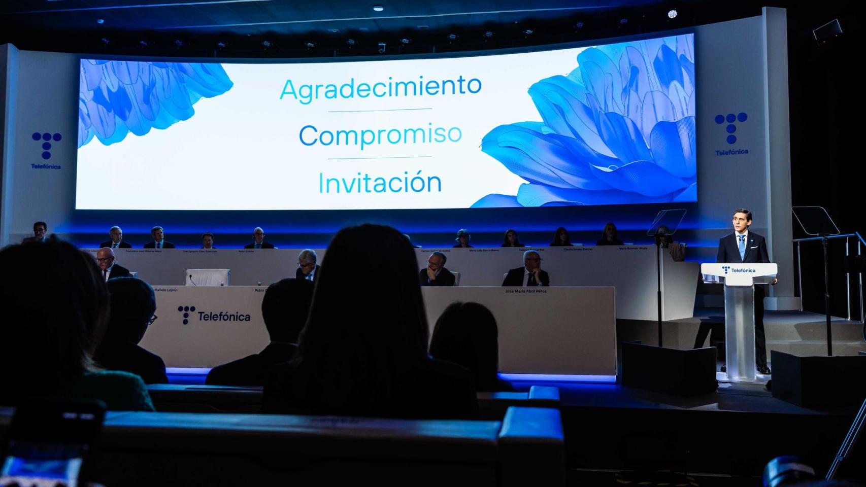 El presidente de Telefónica, José María Álvarez-Pallete, durante la junta de accionistas de 2023 / TELEFÓNICA