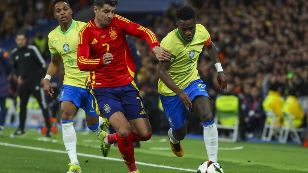 Vinicius en el amistoso España-Brasil celebrado para combatir el racismo