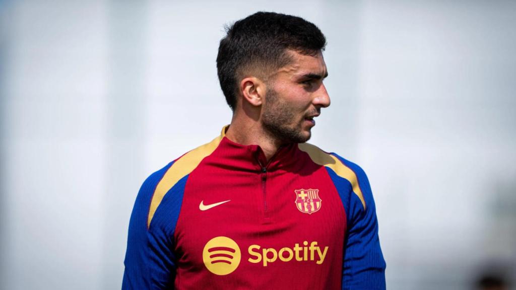 Ferran Torres, en un entrenamiento del Barça antes de medirse a Las Palmas