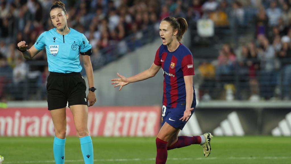 Caroline Graham Hansen celebra un gol contra el Real Madrid Femenino