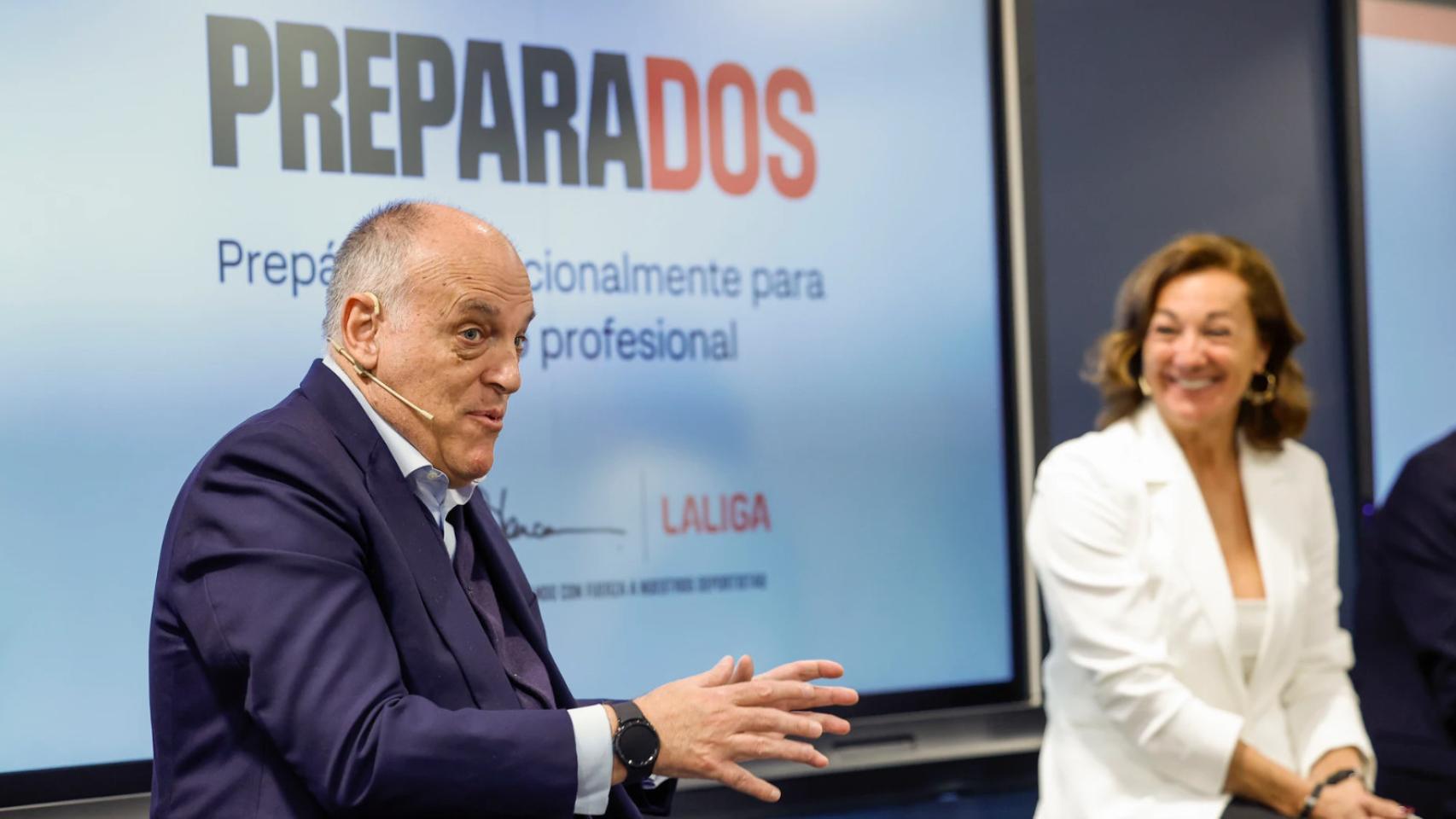 Javier Tebas, en la presentación del proyecto 'Preparados', de la Liga