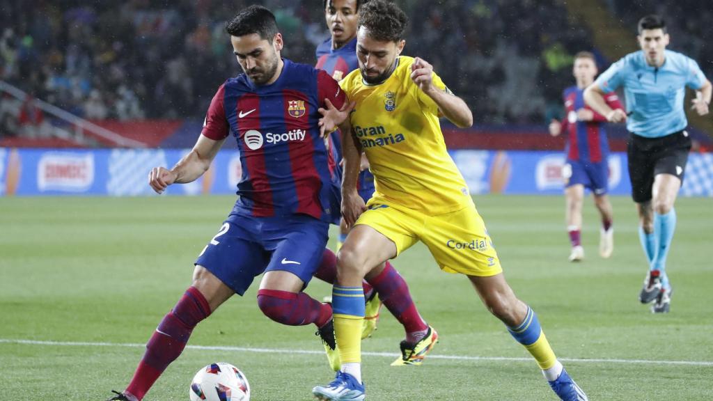 Gundogan, en el partido contra Las Palmas en Montjuïc