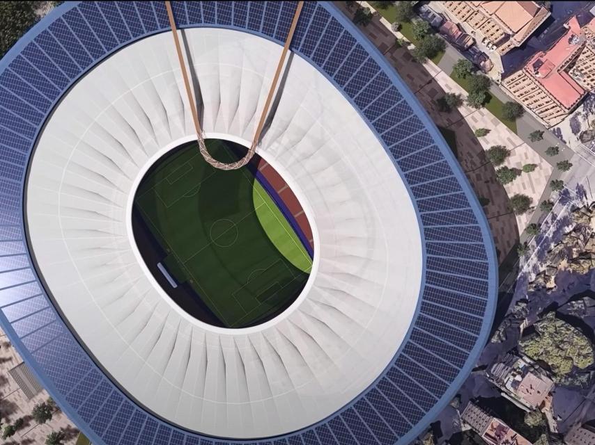 El plano cenital de la cubierta del nuevo Camp Nou con el mirador