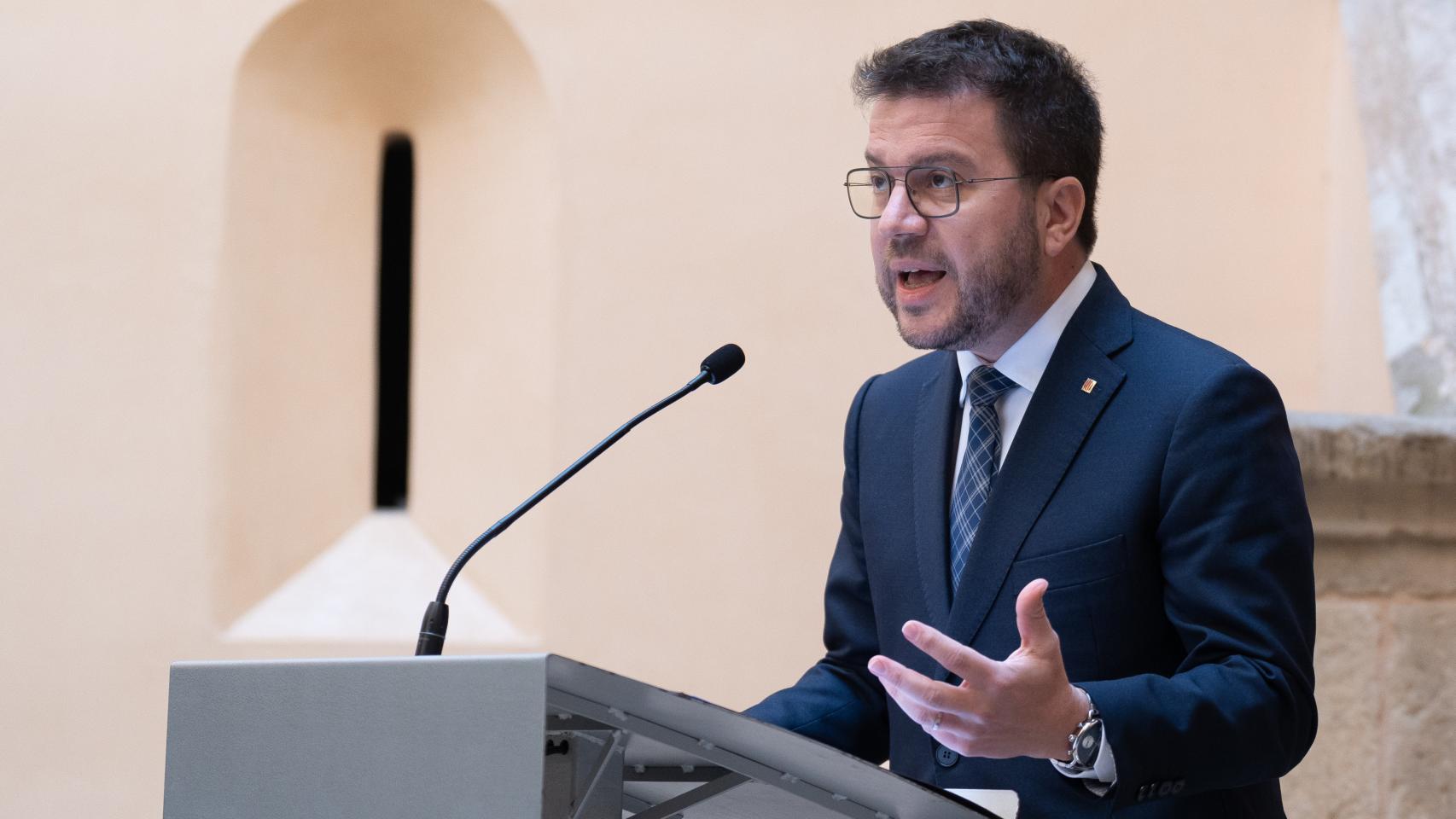 El presidente de la Generalitat de Catalunya, Pere Aragonès, durante una rueda de prensa tras el Consell Executiu semanal del Govern