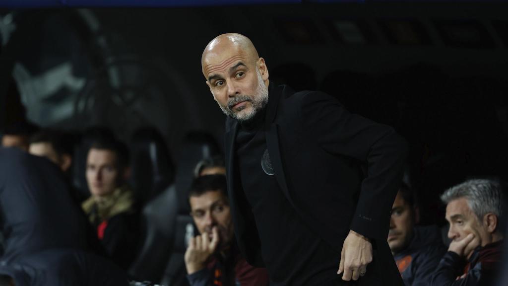 Pep Guardiola, durante el partido del Real Madrid contra el Manchester City