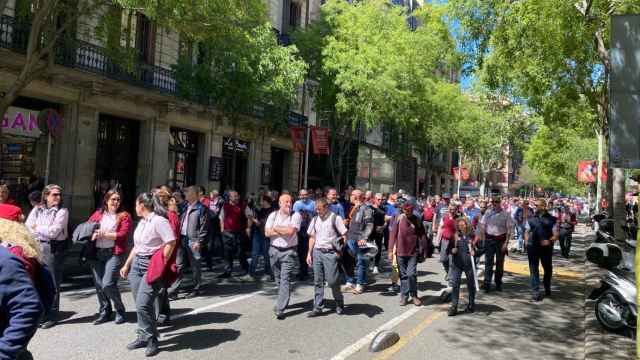 Manifestación de conductores de autobús en Barcelona