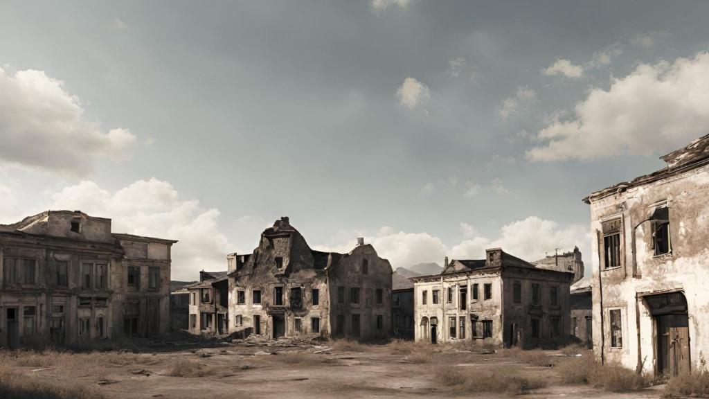 Imagen de un pueblo abandonado generado con IA