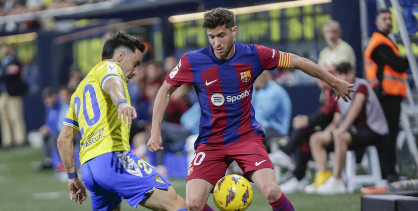 Sergi Roberto, en una lance del partido contra el Cádiz