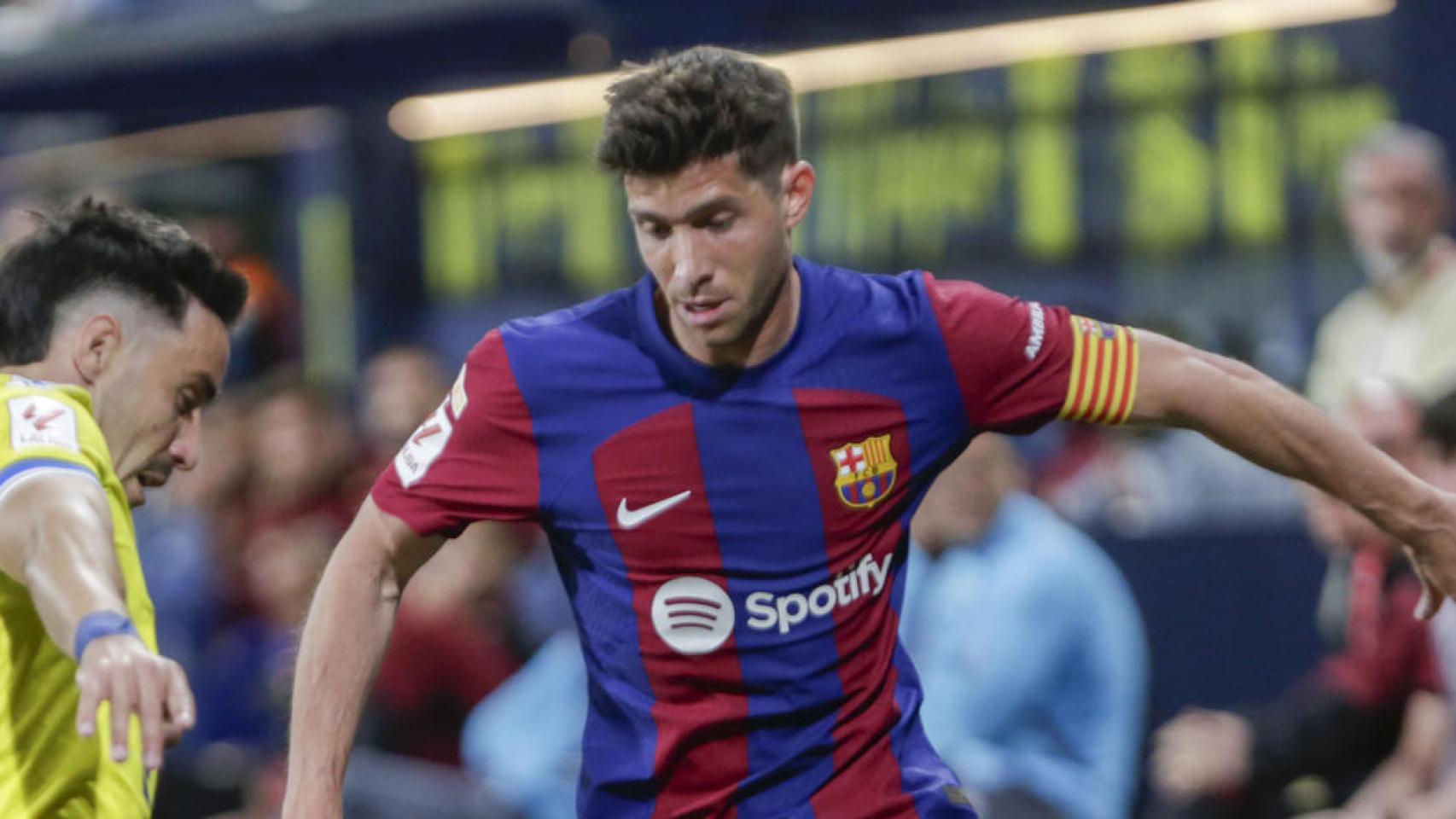 Sergi Roberto, en una lance del partido contra el Cádiz