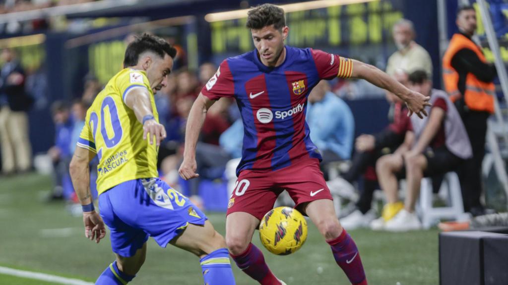 Sergi Roberto, en una lance del partido contra el Cádiz
