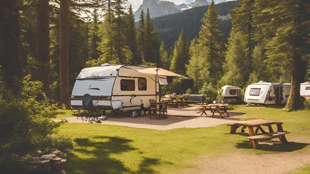 Imagen de un camping en la montaña generada con IA