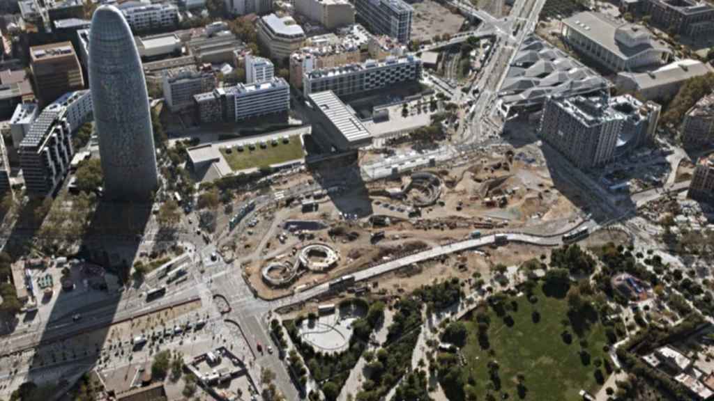Vista aérea del parque de Glòries