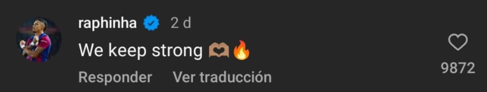 Raphinha, el único en comentar el mensaje de Gundogan tras la eliminación de Champions