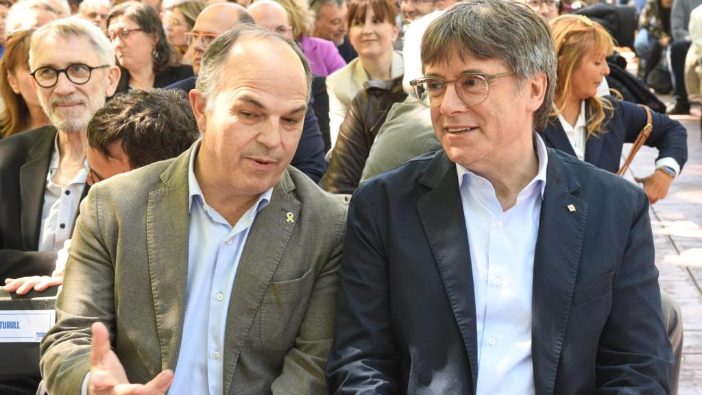 Jordi Turull i  Carles Puigdemont, en el acto de este sábado