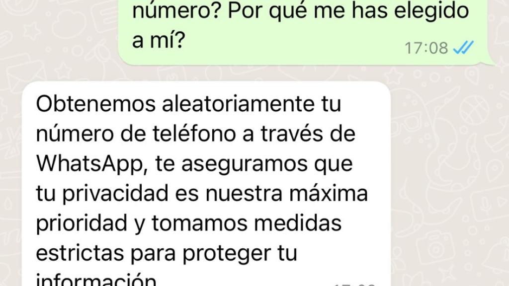 Presunta estafa en WhatsApp